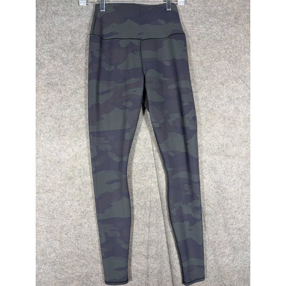 Alo Yoga Women High Waist Vapor Camo Leggings Green Black Camouflage Size M